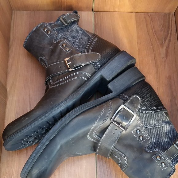 STEVE MADDEN MENS BOOTS BUCKLE ZIPPER LEATHER - Picture 4 of 9